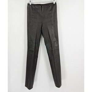 Vintage Cache Brown Leather Pants Size 4 90's Y2K Straight